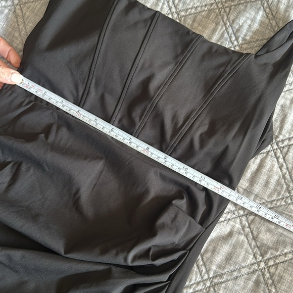 Halara Square Neck Backless Corset Ruched Split Bodycon Midi Casual Dress - Picture 3 of 8